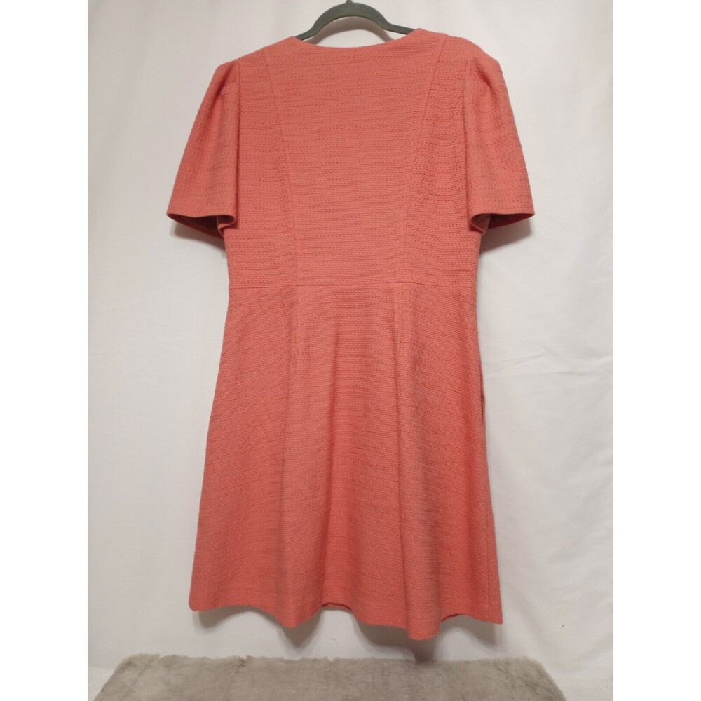 Gal Meets Glam Women S. 12.Tweed Button Front CoralSalmón. Short Sleeve Dress - Picture 11 of 15